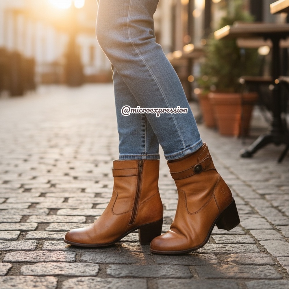 $369 Frye Malorie Button Tan Brown Real Leather Fall Winter Comfy Ankle Bootie - Picture 4 of 14